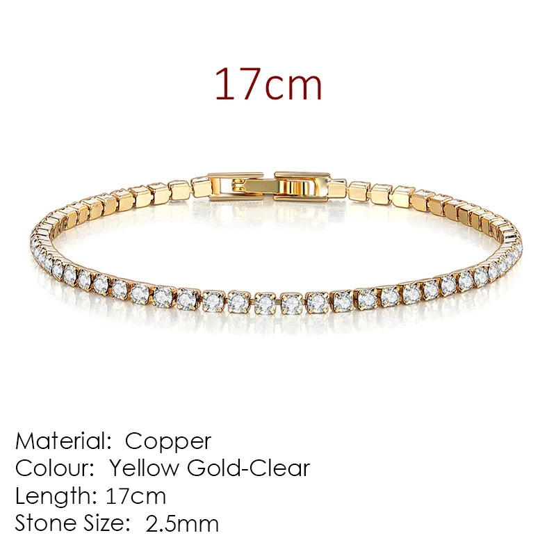 Fashion 2.5Mm Zirconia Tennis Bracelet for Women Crystal Charm Designer Tennis Thin Chain Bracelet on Hand Wedding Jewelry KC128