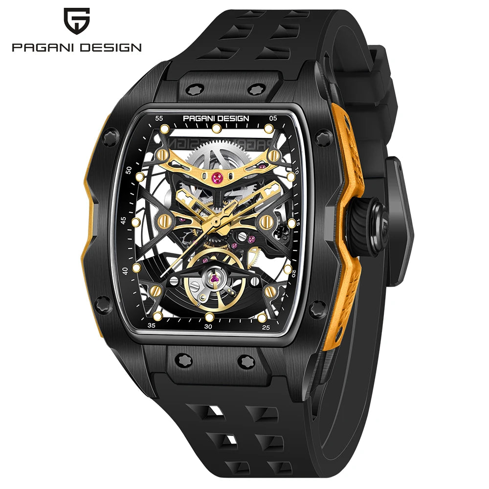 2025 New 42MM Tonneau Men Mechanical Watch Luxury Sapphire Glass Automatic Watch 50M Waterproof Skeleton Watch Men