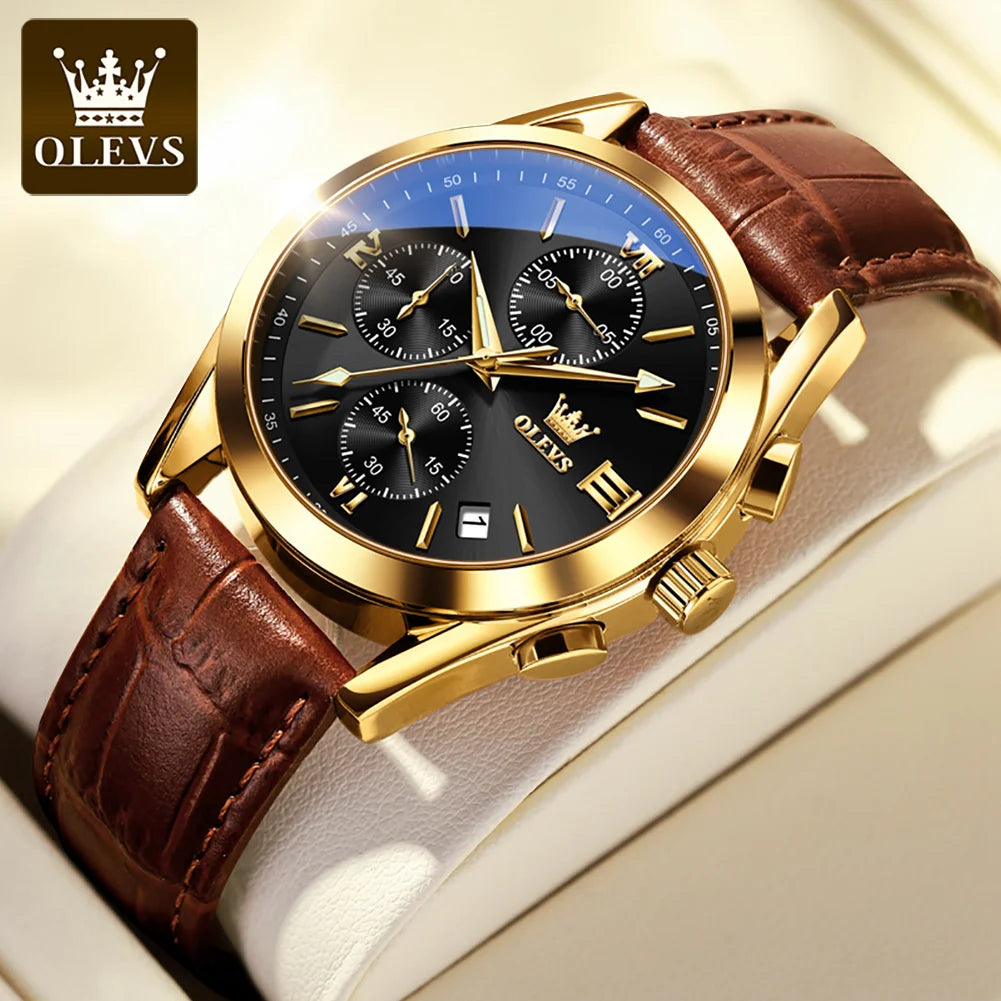 2021 New Fashion Mens Watches Top Brand Luxury Quartz Watch Premium Leather Waterproof Sport Chronograph Watches for Men