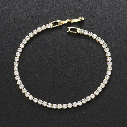 Fashion 2.5Mm Zirconia Tennis Bracelet for Women Crystal Charm Designer Tennis Thin Chain Bracelet on Hand Wedding Jewelry KC128