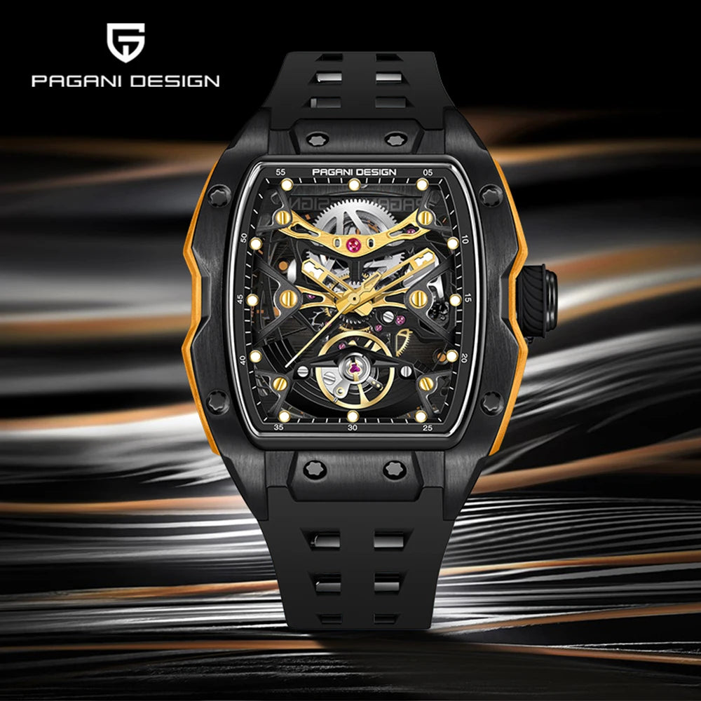 2025 New  42MM Tonneau Men Mechanical Watch Luxury Sapphire Glass Automatic Watch 50M Waterproof Skeleton Watch Men