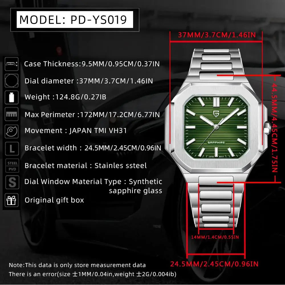 2025 New  Quartz Wristwatch Checkered Watch Mechanical Scanning Sapphire Stainless Steel Waterproof Watch for Men