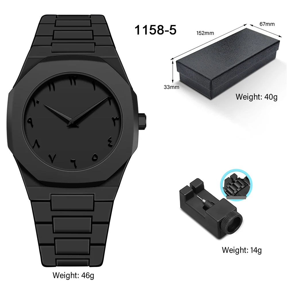 1142-4 Business Men'S Watch Men'S Quartz Watch Classic Fashion round Watch Art Arabic Digital New Watch Men'S Clock