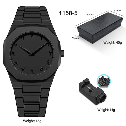 1142-4 Business Men'S Watch Men'S Quartz Watch Classic Fashion round Watch Art Arabic Digital New Watch Men'S Clock