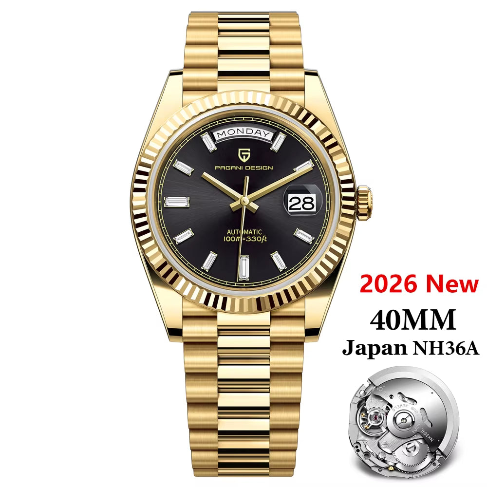 2026 New  DD40 Luxury Rose Gold Automatic Watch for Men Mechanical Watches AR Sapphire Glass Date Wrist Watch Men