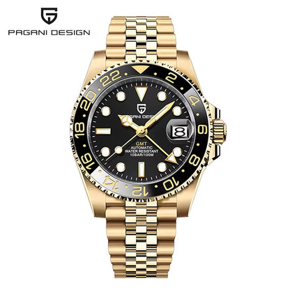 PD-1662 Luxury GMT Men Mechanical Wristwatch Sapphire Glass Stainless Steel 100M Waterproof Automatic Watches