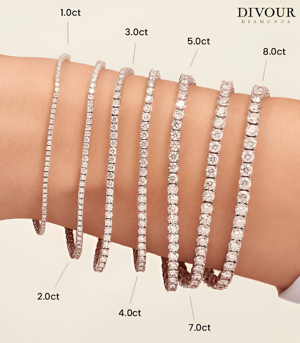 Bracciale Tennis 4,75Ct F/SI 100% Diamanti Tondi Naturali, Oro Bianco