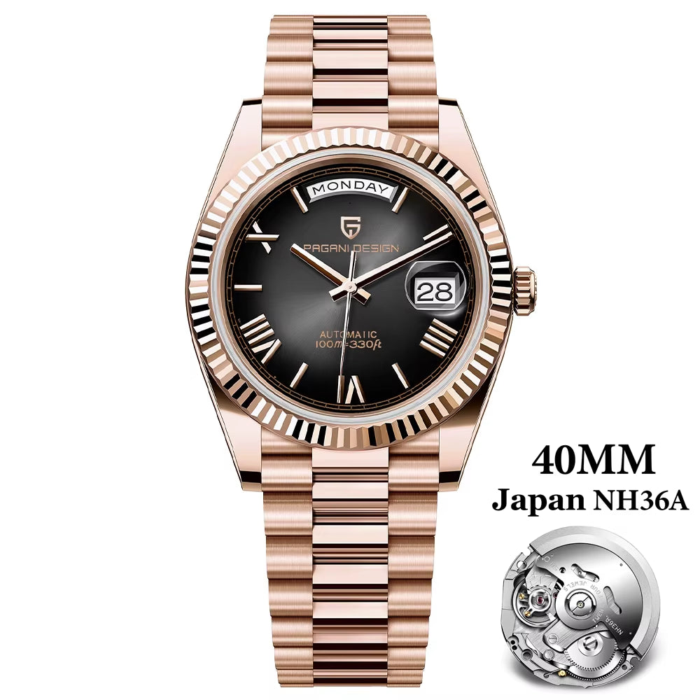 2026 New  DD40 Luxury Rose Gold Automatic Watch for Men Mechanical Watches AR Sapphire Glass Date Wrist Watch Men
