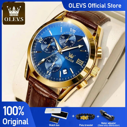 2021  New Fashion Mens Watches Top Brand Luxury Quartz Watch Premium Leather Waterproof Sport Chronograph Watches for Men