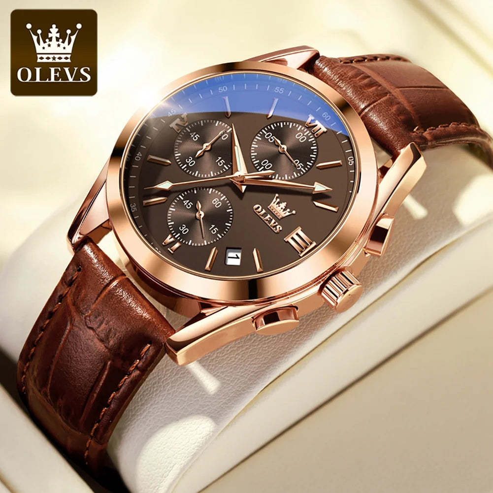 2021  New Fashion Mens Watches Top Brand Luxury Quartz Watch Premium Leather Waterproof Sport Chronograph Watches for Men