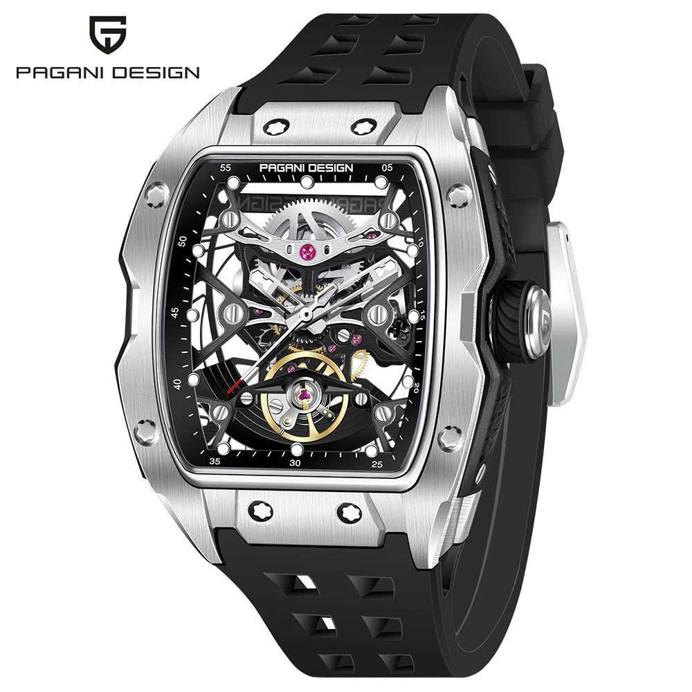 2025 New  42MM Tonneau Men Mechanical Watch Luxury Sapphire Glass Automatic Watch 50M Waterproof Skeleton Watch Men