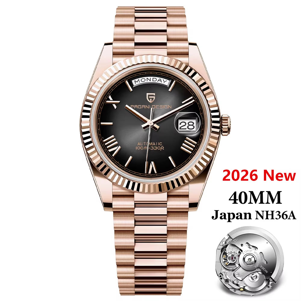 2026 New  DD40 Luxury Rose Gold Automatic Watch for Men Mechanical Watches AR Sapphire Glass Date Wrist Watch Men