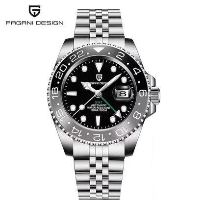 PD-1662 Luxury GMT Men Mechanical Wristwatch Sapphire Glass Stainless Steel 100M Waterproof Automatic Watches