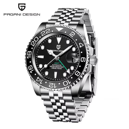 PD-1662 Luxury GMT Men Mechanical Wristwatch Sapphire Glass Stainless Steel 100M Waterproof Automatic Watches