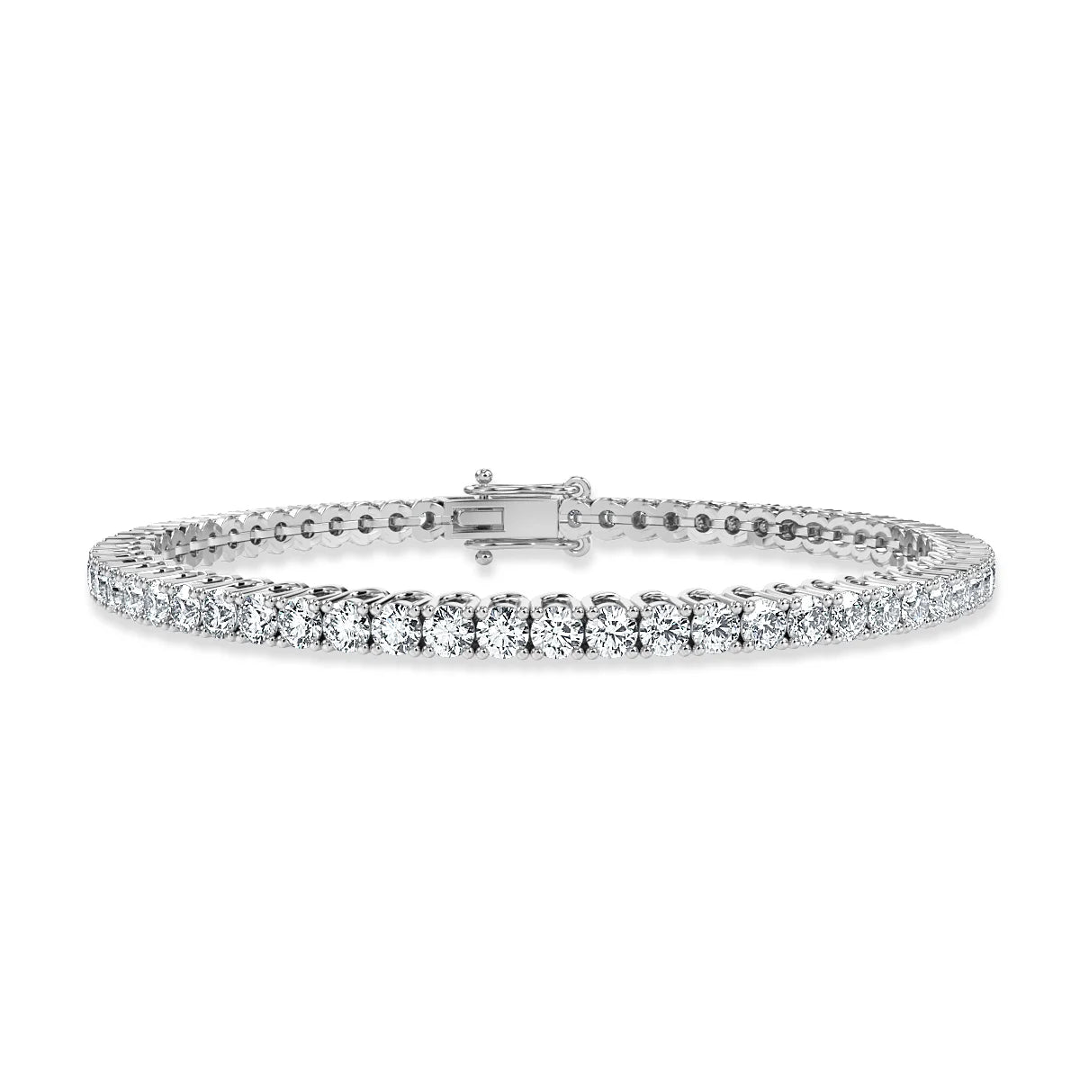 Bracciale Tennis 4,75Ct F/SI 100% Diamanti Tondi Naturali, Oro Bianco