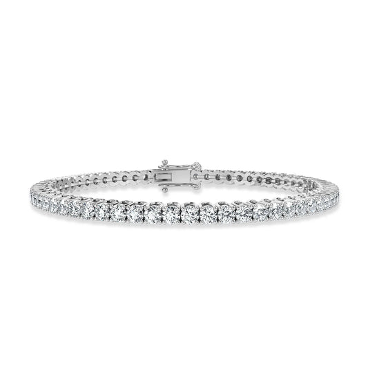 Bracciale Tennis 4,75Ct F/SI 100% Diamanti Tondi Naturali, Oro Bianco