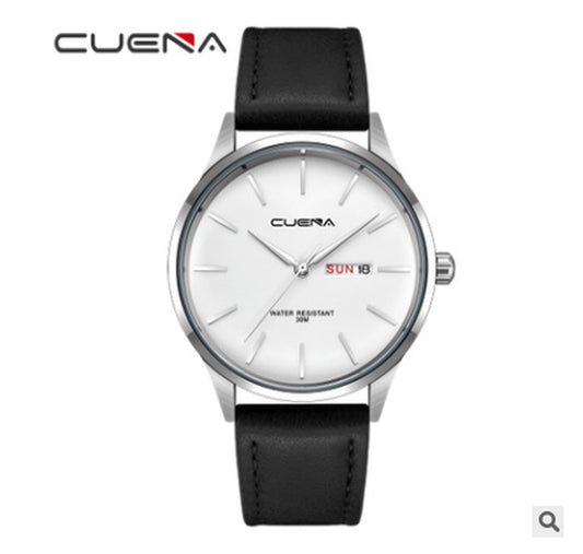 CUENA Quartz Watch Waterproof Belt Simple Watch Men'S Belt Watch Quartz Watch