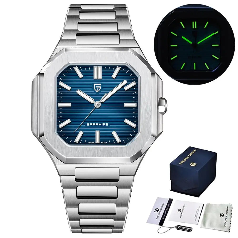 2025 New  Quartz Wristwatch Checkered Watch Mechanical Scanning Sapphire Stainless Steel Waterproof Watch for Men