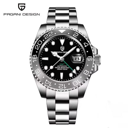 PD-1662 Luxury GMT Men Mechanical Wristwatch Sapphire Glass Stainless Steel 100M Waterproof Automatic Watches