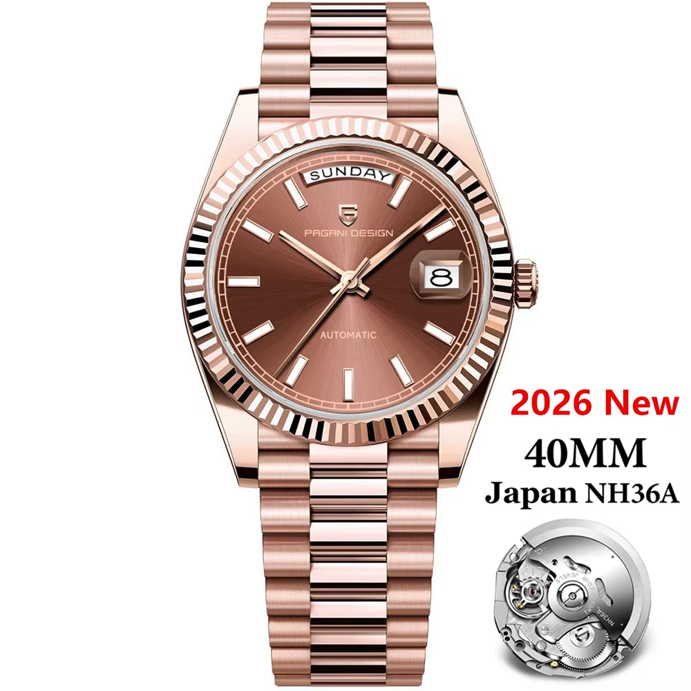 2026 New  DD40 Luxury Rose Gold Automatic Watch for Men Mechanical Watches AR Sapphire Glass Date Wrist Watch Men