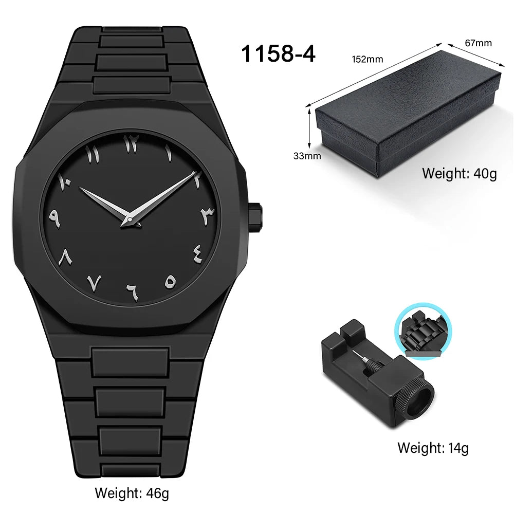 1142-4 Business Men'S Watch Men'S Quartz Watch Classic Fashion round Watch Art Arabic Digital New Watch Men'S Clock
