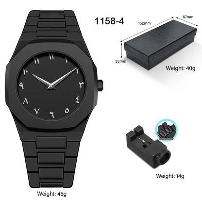 1142-4 Business Men'S Watch Men'S Quartz Watch Classic Fashion round Watch Art Arabic Digital New Watch Men'S Clock