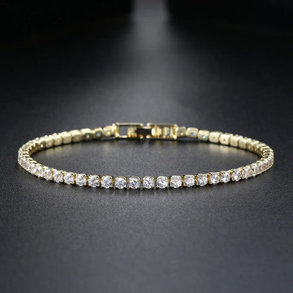 Fashion 2.5Mm Zirconia Tennis Bracelet for Women Crystal Charm Designer Tennis Thin Chain Bracelet on Hand Wedding Jewelry KC128