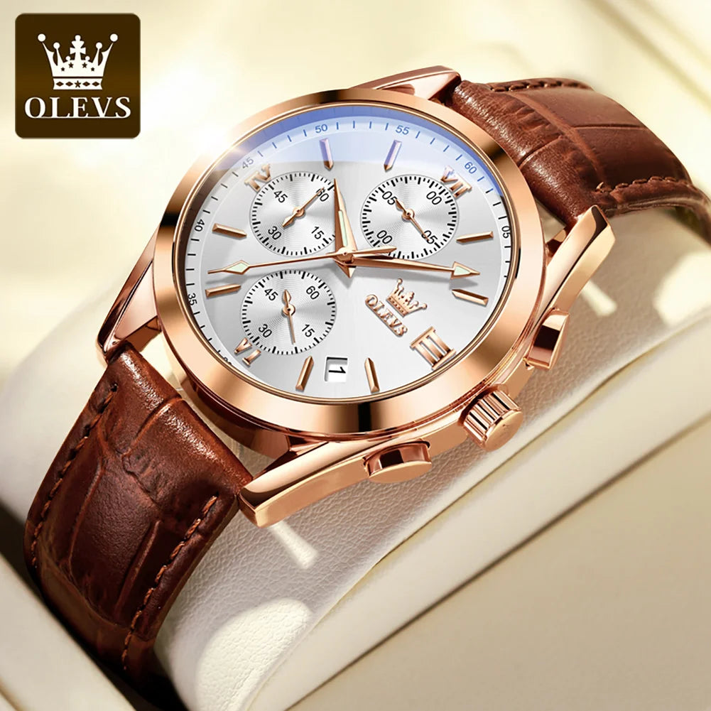 2021  New Fashion Mens Watches Top Brand Luxury Quartz Watch Premium Leather Waterproof Sport Chronograph Watches for Men