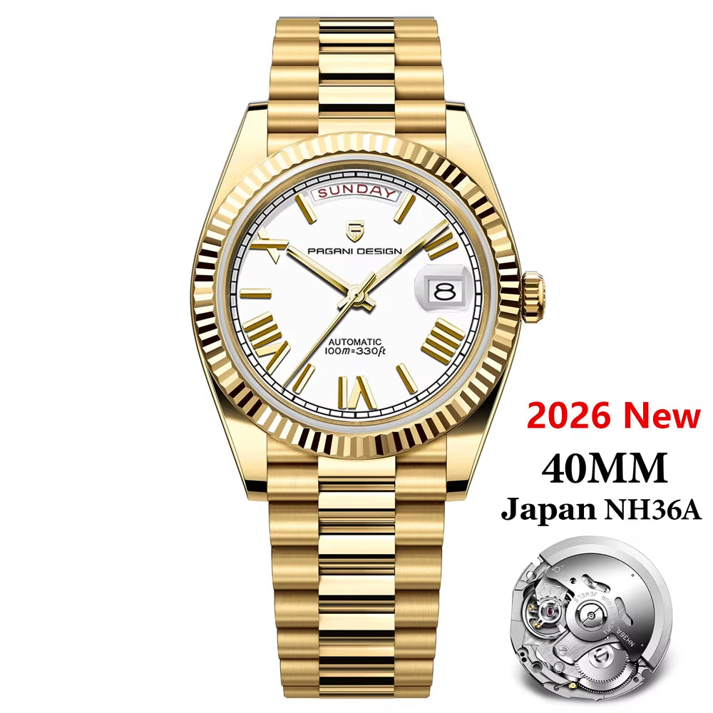2026 New  DD40 Luxury Rose Gold Automatic Watch for Men Mechanical Watches AR Sapphire Glass Date Wrist Watch Men