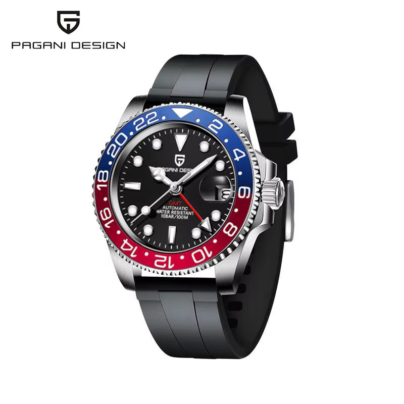 PD-1662 Luxury GMT Men Mechanical Wristwatch Sapphire Glass Stainless Steel 100M Waterproof Automatic Watches