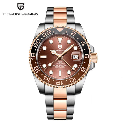 PD-1662 Luxury GMT Men Mechanical Wristwatch Sapphire Glass Stainless Steel 100M Waterproof Automatic Watches