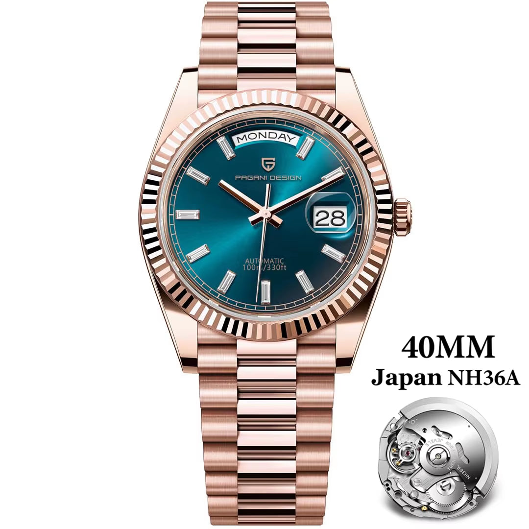 2026 New  DD40 Luxury Rose Gold Automatic Watch for Men Mechanical Watches AR Sapphire Glass Date Wrist Watch Men